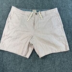 Faherty Brand Mens 38 Linen Organic Cotton Blend Drawstring Shorts Light Pink